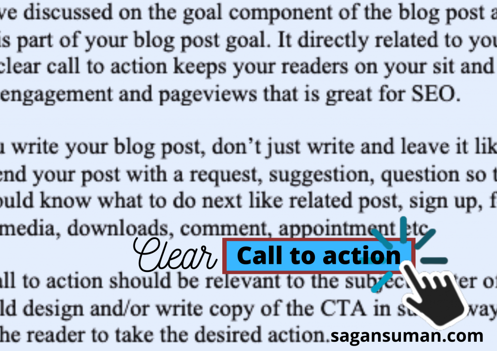 CTA -call to action in blog post
