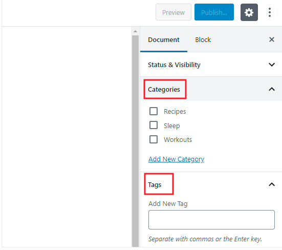 Use of proper categories and tag in blog post