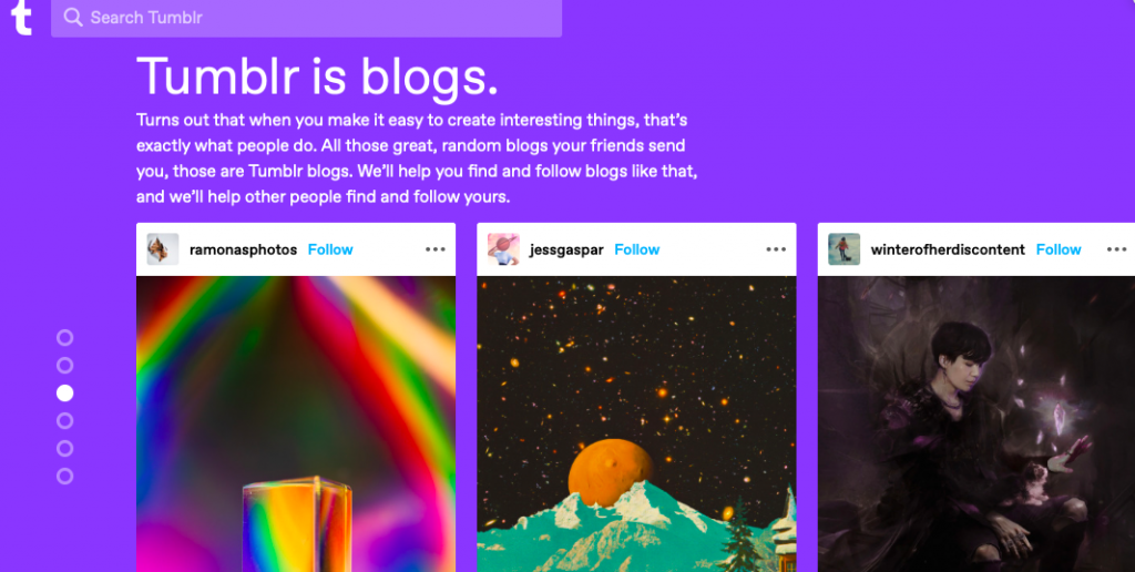 Free website building platform - Tumblr