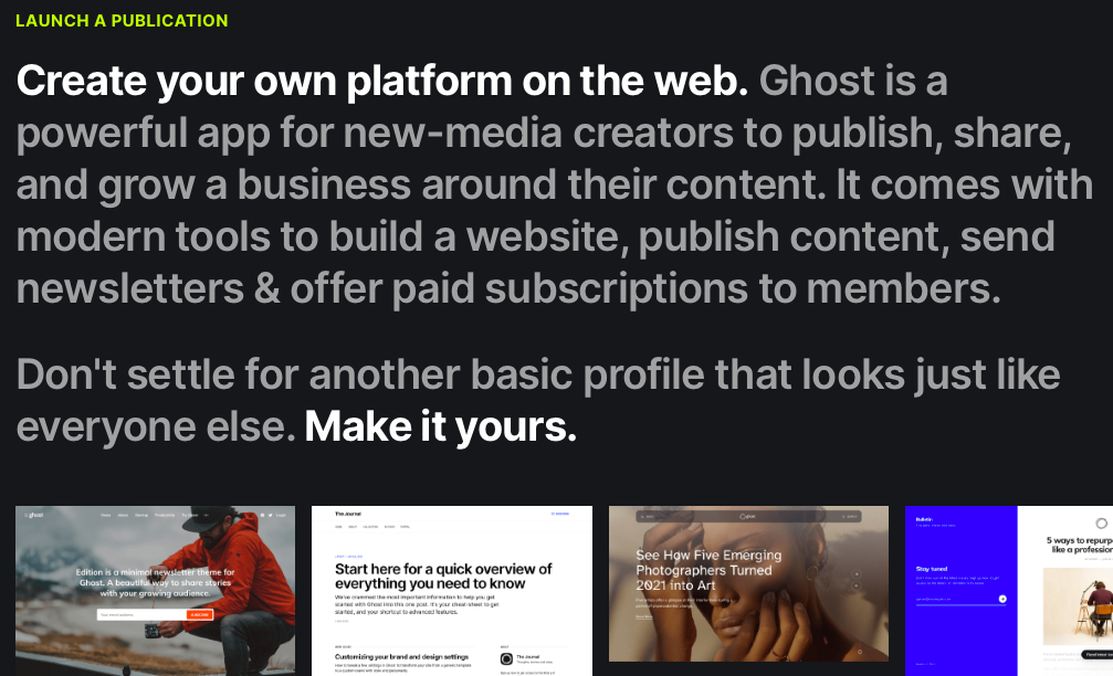 Free website building platform - Ghost