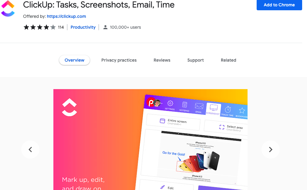 Clickup productivity chrome extension