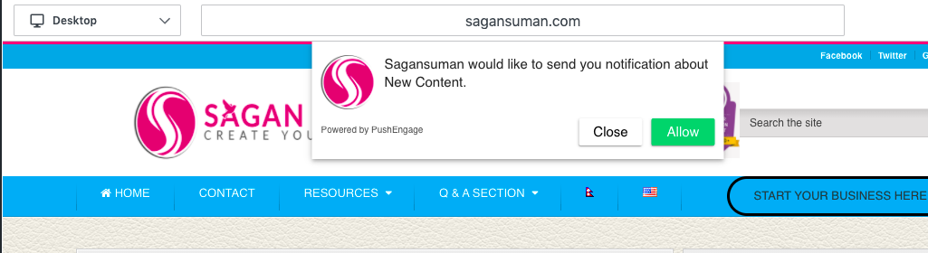 Popup Push notification of sagansuman.com