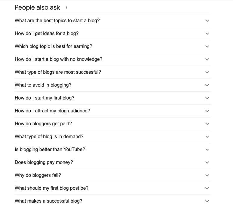 People also ask section of Google SERP's page to find long-tail keyword to grow blog traffic