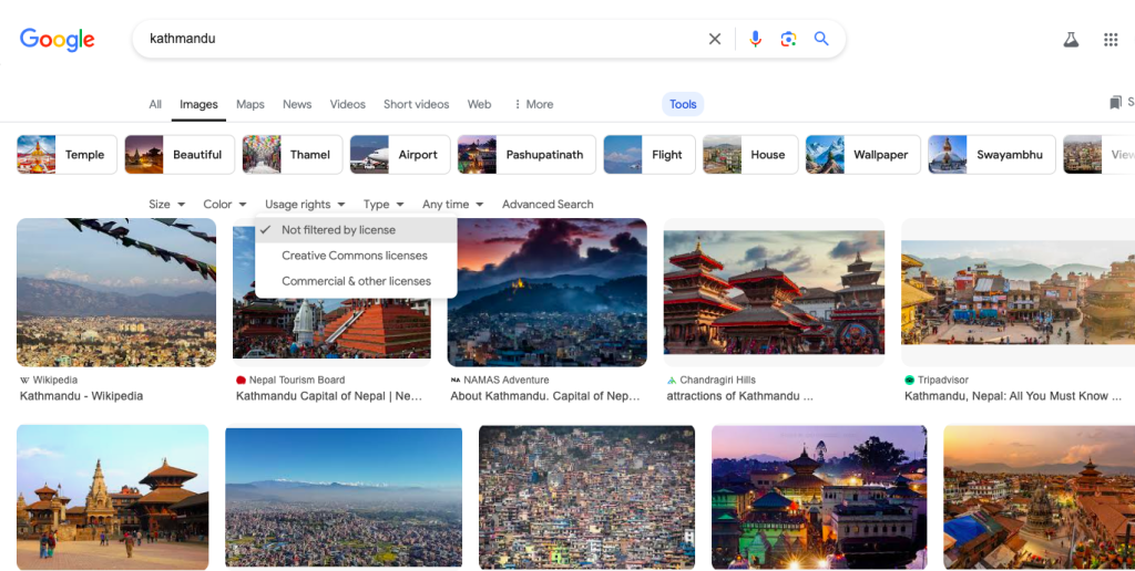 Finding the Creative Commons licensed images