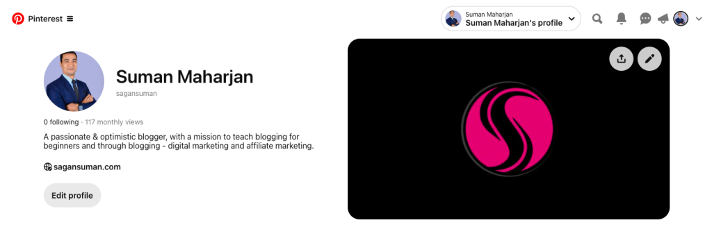 Pinterest Profile example