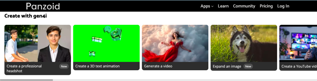 panzoid.com, one the video making AI tools